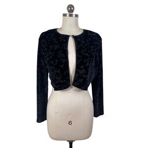 CDC Caren Desiree Y2K Velvet Crop Bolero Jacket Womens 6 Black Witchy Boho 90s
